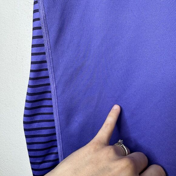 Nike Tiger Woods Polo Shirt Mens Large Purple Striped Golf TW Logo 585786-553 - Picture 4 of 15